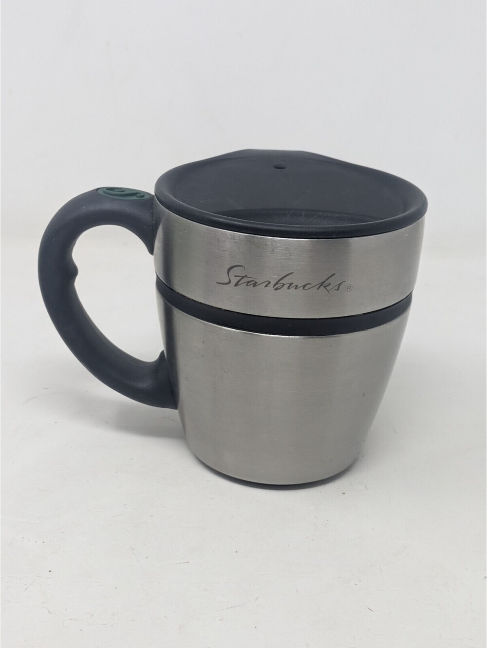 Vintage 2001 Starbucks Stainless Steel Travel Chubby Coffee Mug Barista 12 oz